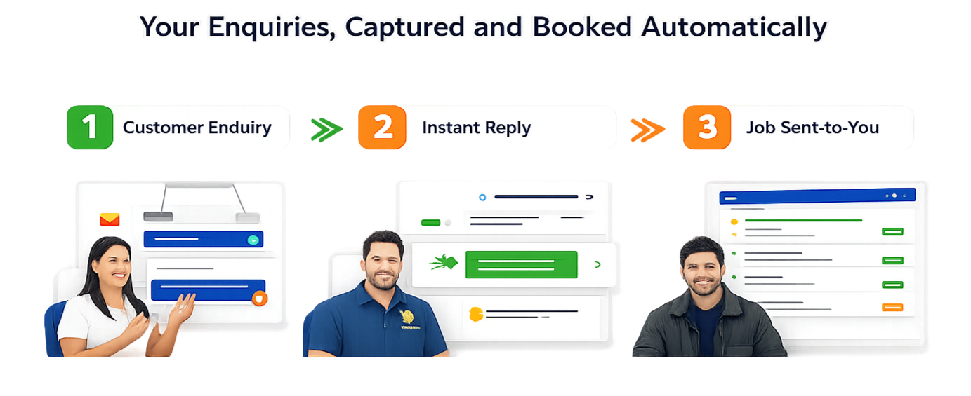 Many trades miss out on thousands every year because: • Calls come in while you’re on a job • You can’t reply instantly to Facebook or Instagram messages • Customers go to the next business when they don’t get a fast response • You’re too busy to manually