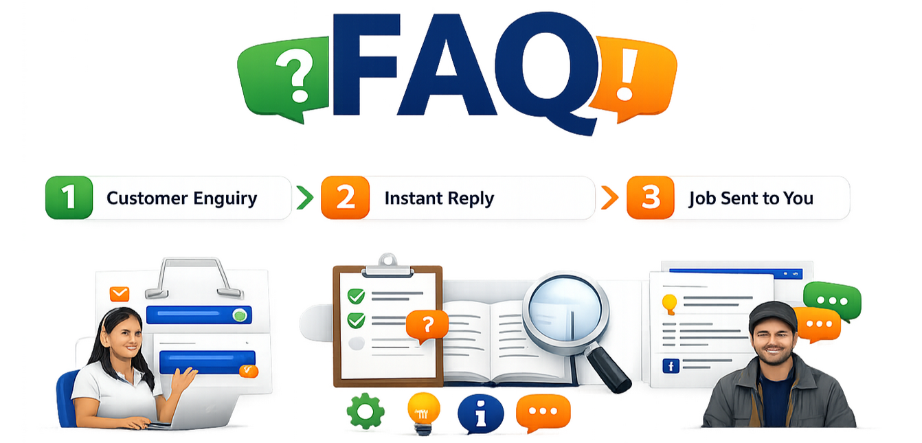 Many trades miss out on thousands every year because: • Calls come in while you’re on a job • You can’t reply instantly to Facebook or Instagram messages • Customers go to the next business when they don’t get a fast response • You’re too busy to manually